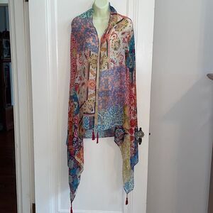 Large multi pattern & multi colored polyester scarf/wrap‎